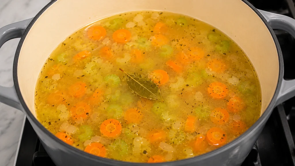 Adding Broth to Chicken Soup