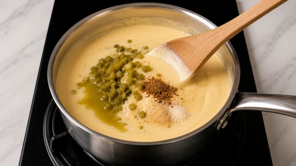 Adding Green Chilies and Seasonings