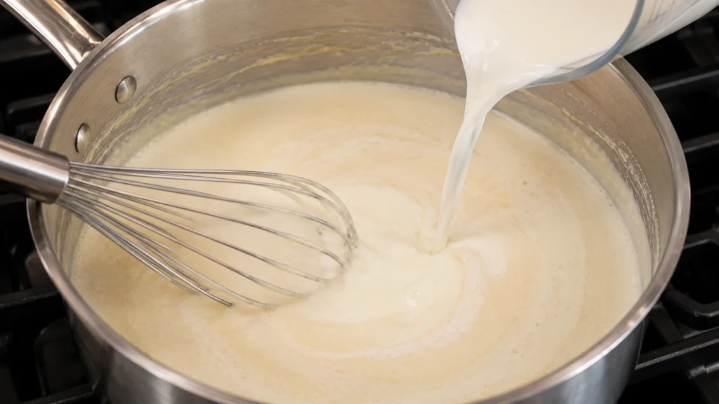 Adding Milk to Cheese Sauce Base
