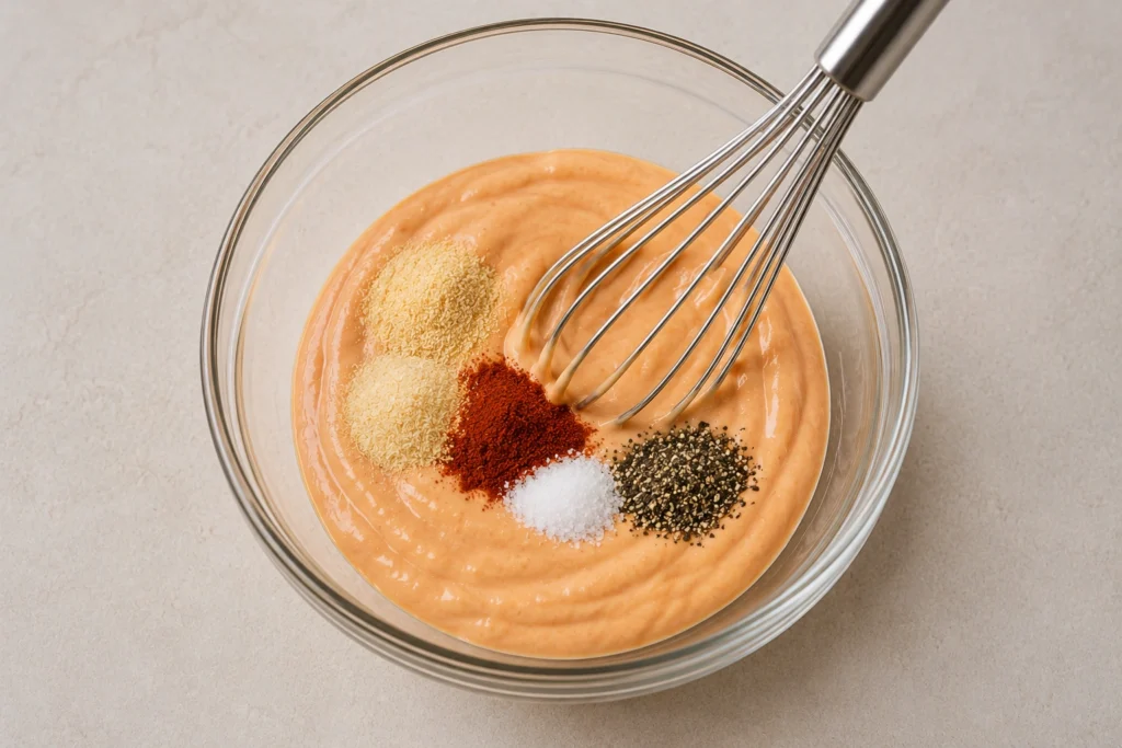 Garlic powder, onion powder, paprika, salt, and black pepper added to Braum's sauce mixture