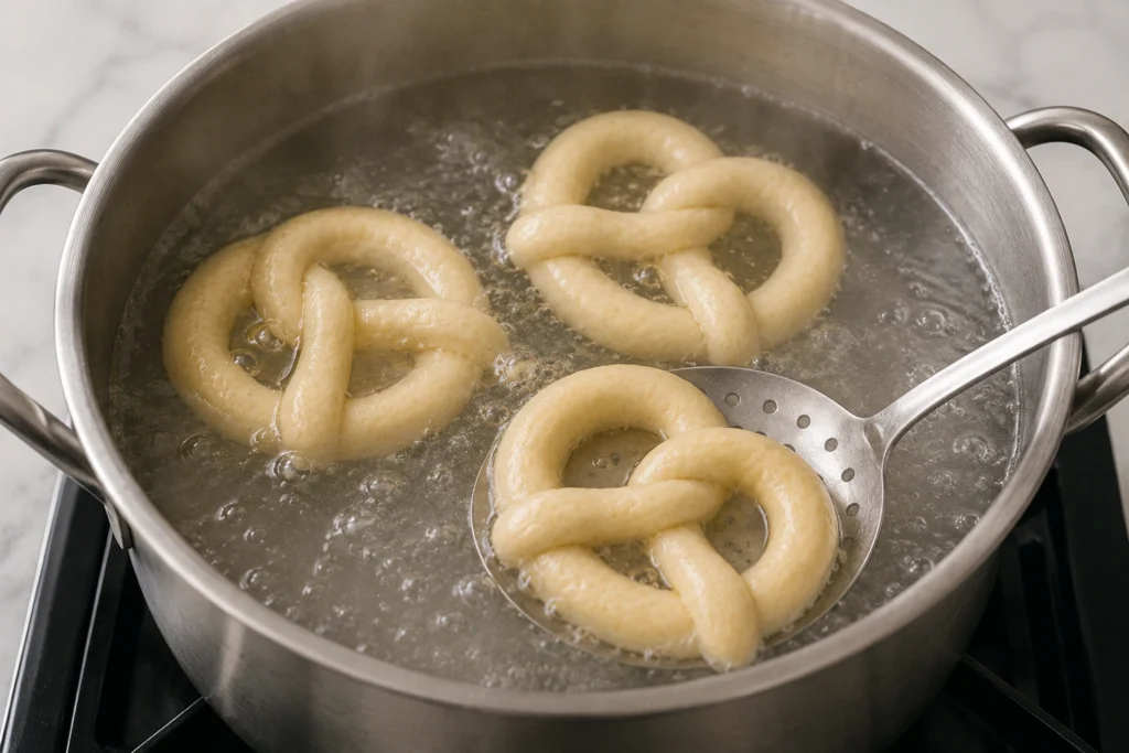 Boiling Pretzels for Chewy Texture