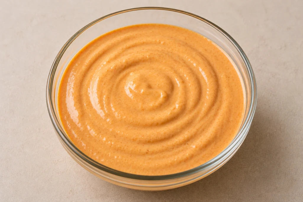 Finished Braum's sauce chilled in bowl with creamy smooth restaurant-style texture