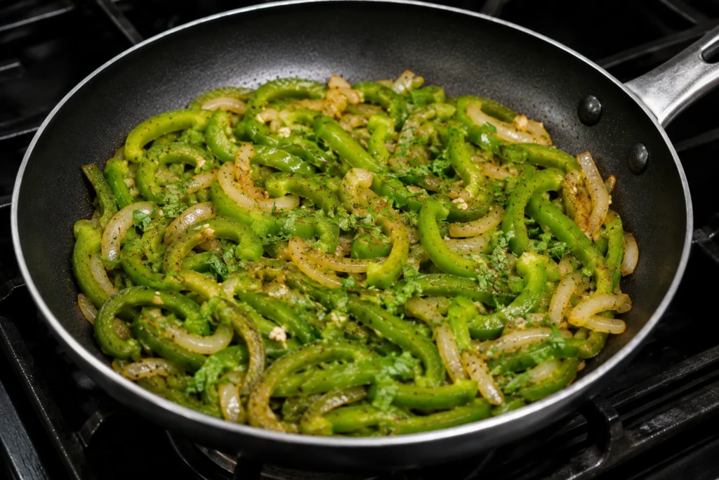 Finished Sweet Green Peppers Ready to Serve