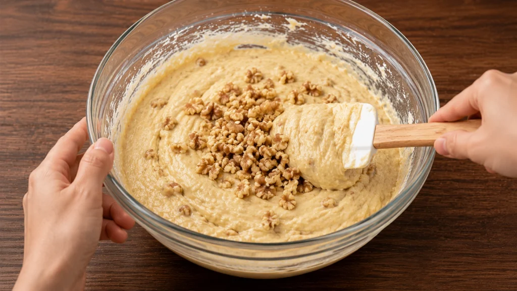 Folding the Batter and Walnuts
