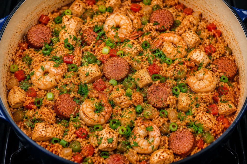 Garnished Yard House Jambalaya Ready to Serve