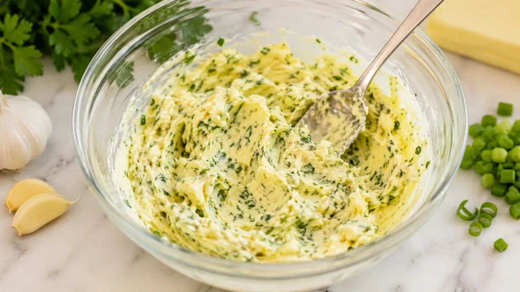 Mixing Garlic Herb Butter for Escargot