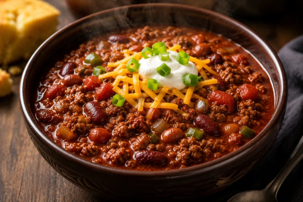 Serving Homemade Runza Chili