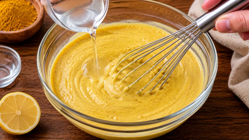 Adding Lemon Juice and Water to Sauce