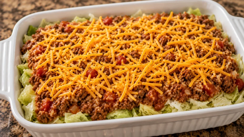 Assembling the Cabbage Casserole