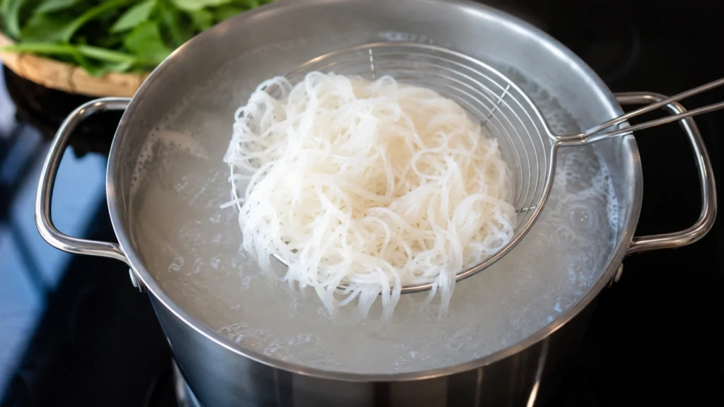 Cooking Rice Vermicelli for Bun Dau Mam Tom