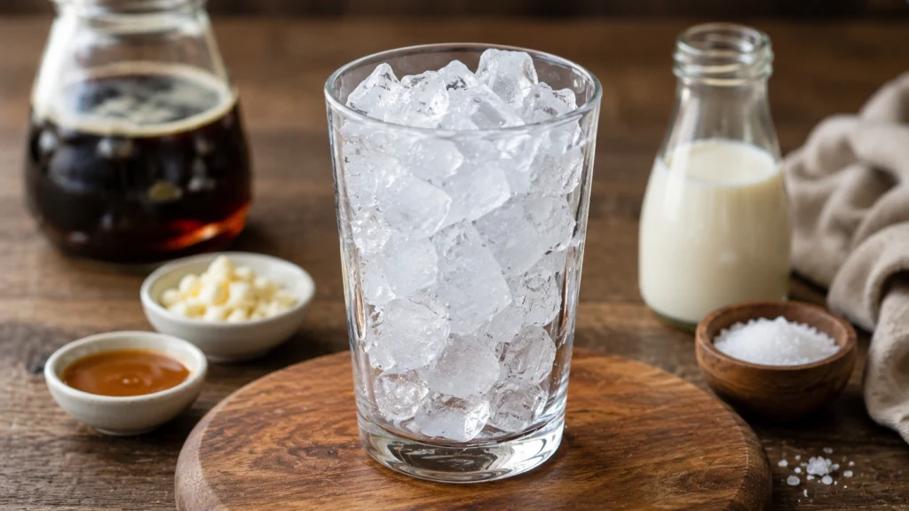 Fill Glass with Ice Cubes