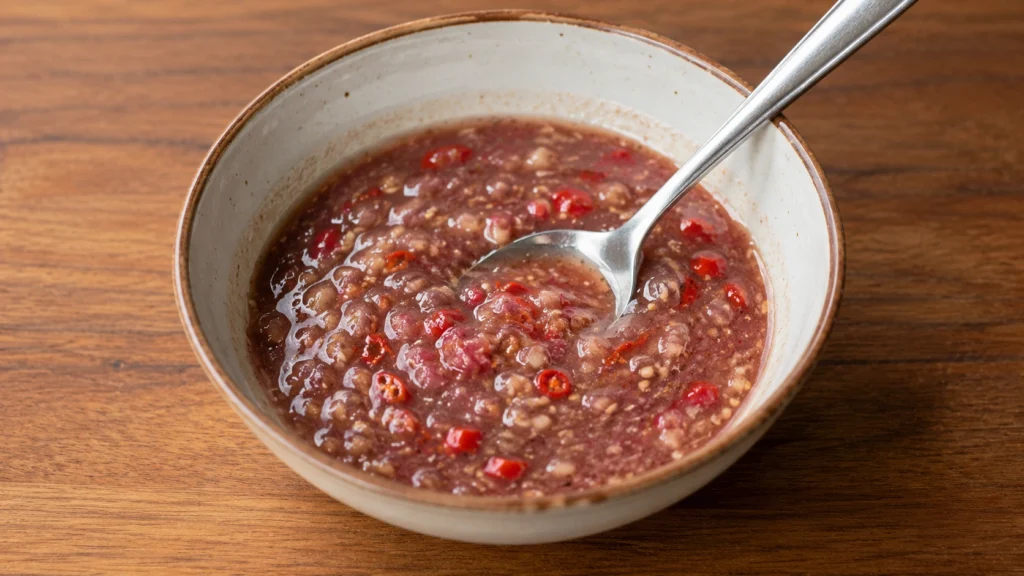 Mixing Traditional Mam Tom Sauce