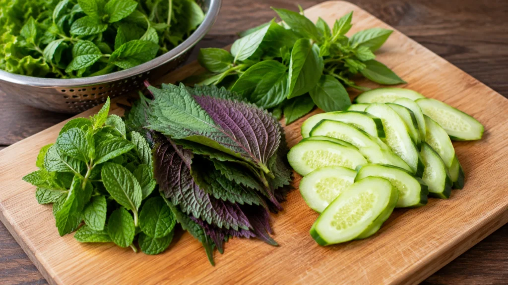 Preparing Fresh Herbs and Vegetables