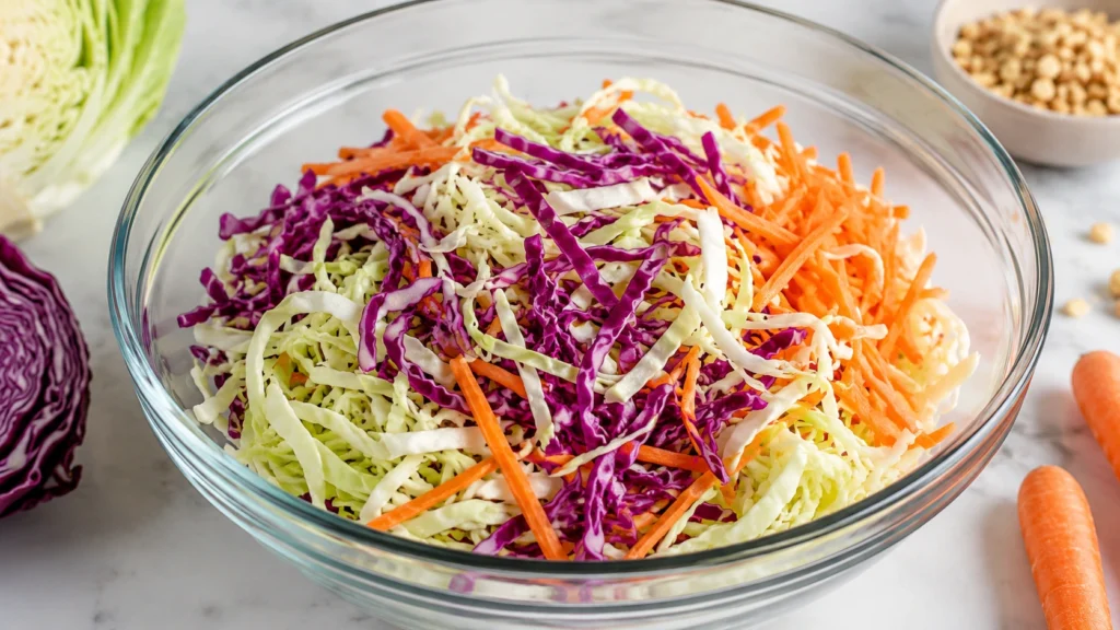 Preparing Fresh Vegetables for Wood Ranch Coleslaw