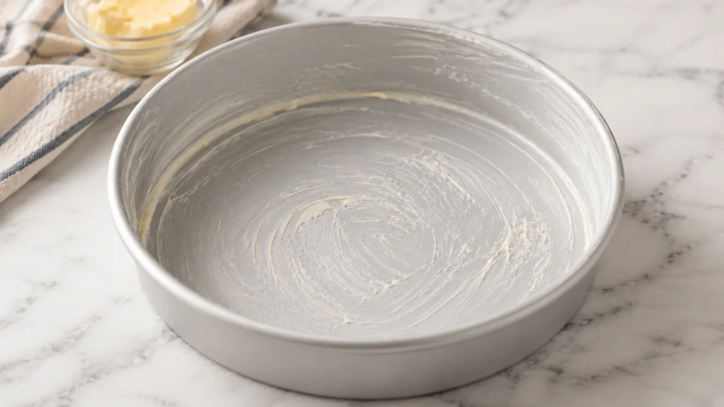 Preparing the Cake Pan for Butter Cake