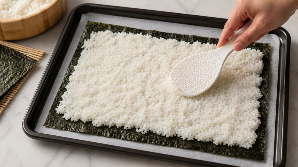 Preparing the Nori and Rice Base