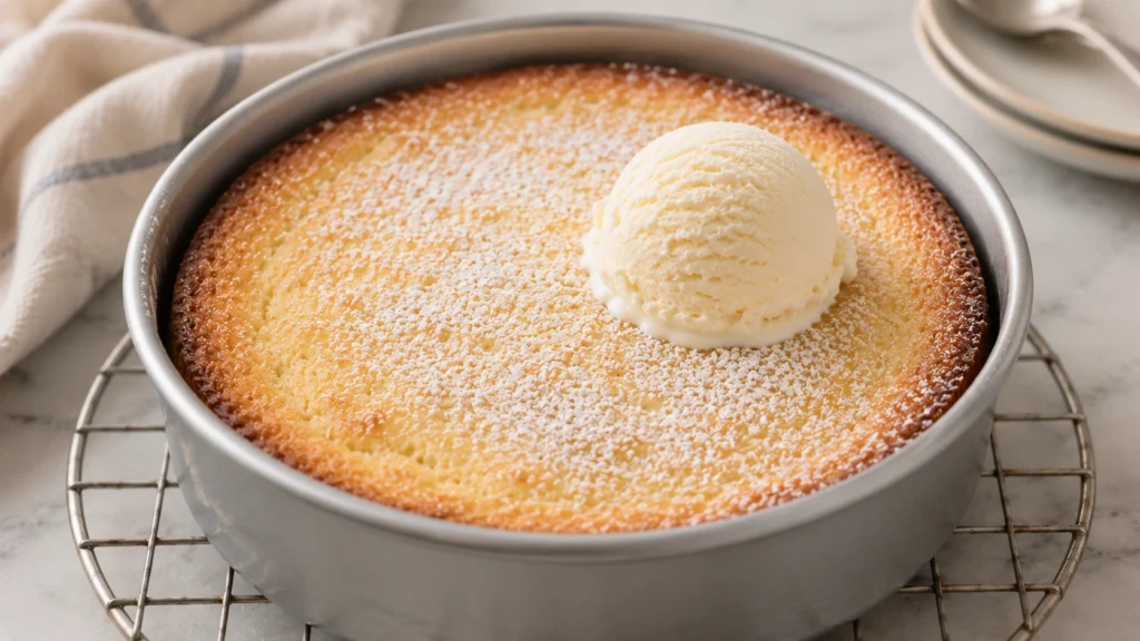 Serving Warm Butter Cake with Ice Cream