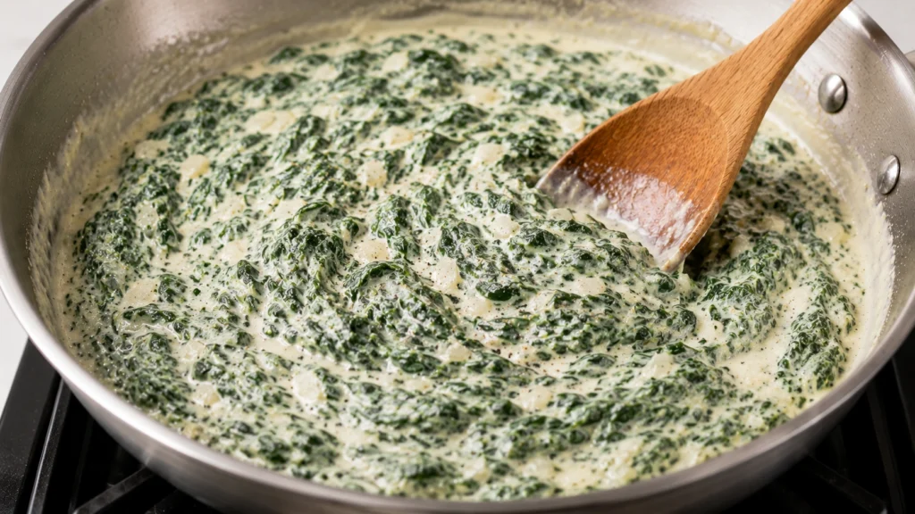 Combining the Spinach with the Cream Sauce