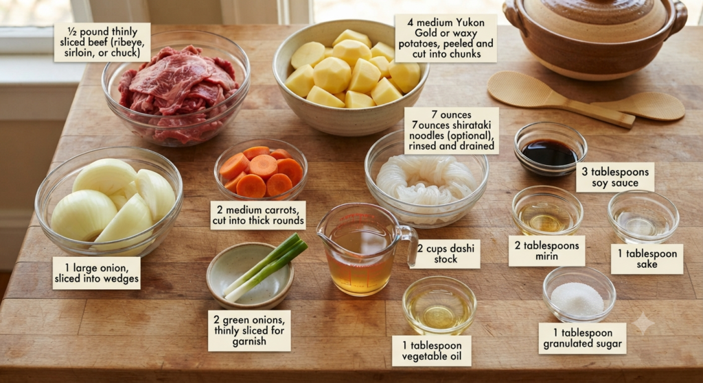 Easy Nikujaga Recipe Ingredients