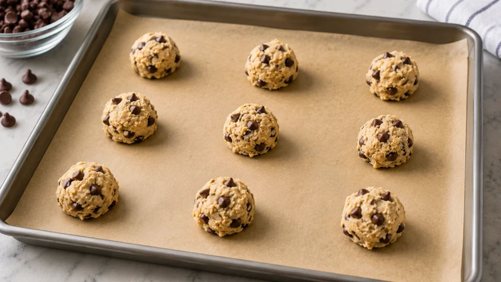 scoop-guittard-cookie-dough-onto-baking-sheet