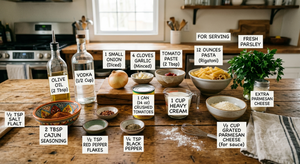 Cajun Vodka Sauce Recipe Ingredients
