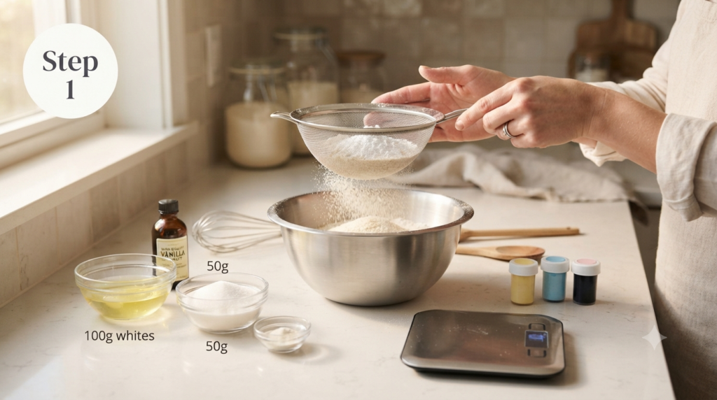 Goldilocks Macarons Recipe Steps (1)
