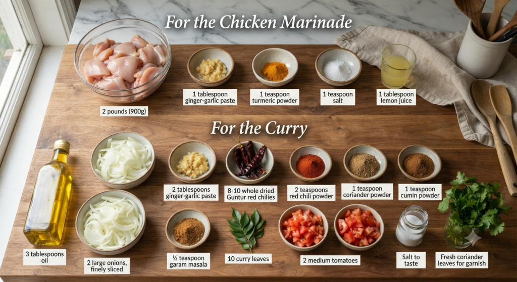 Guntur Chicken Recipe Ingredients