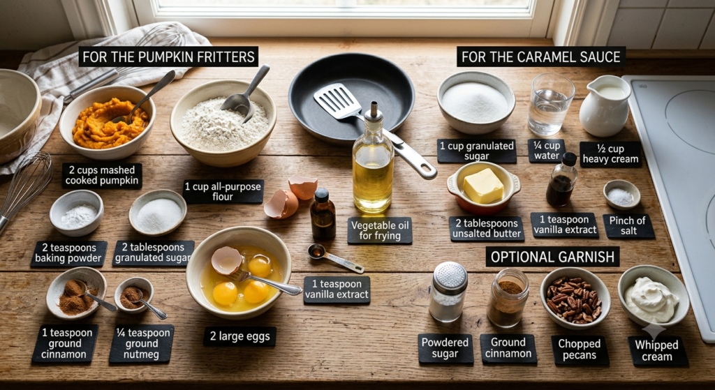 Pumpkin Fritters with Caramel Sauce Recipe Ingredients