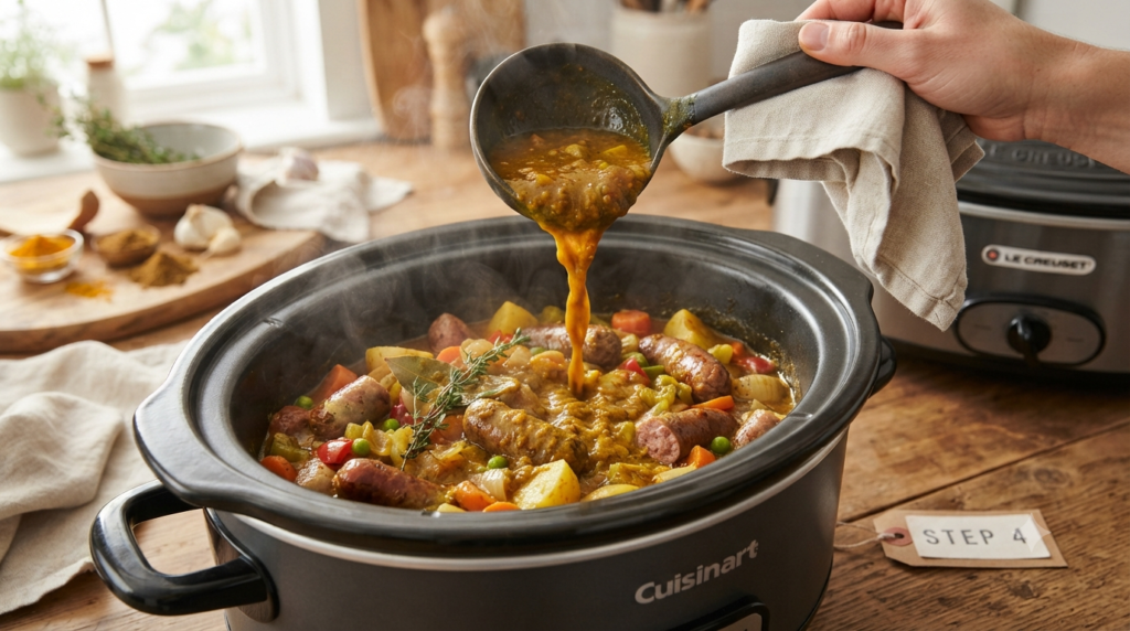 Slow Cooker Curried Sausages Recipe Steps (4)