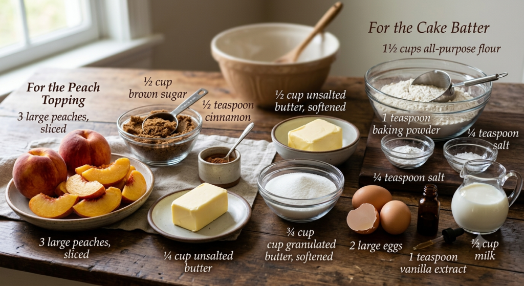 Upside Down Peach Cake Recipe Ingredients