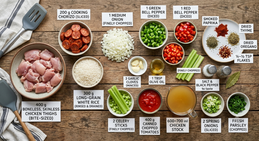 Chicken and Chorizo Jambalaya Recipe Ingredients