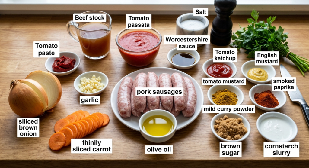 Devilled Sausages Recipe Ingredients