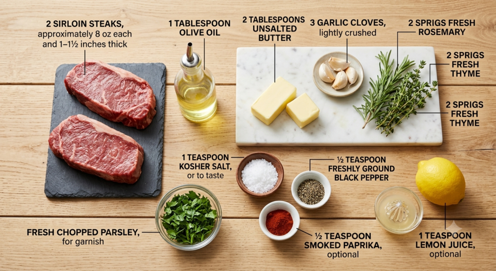 How to Cook Sirloin Steak Recipe, Ingredients