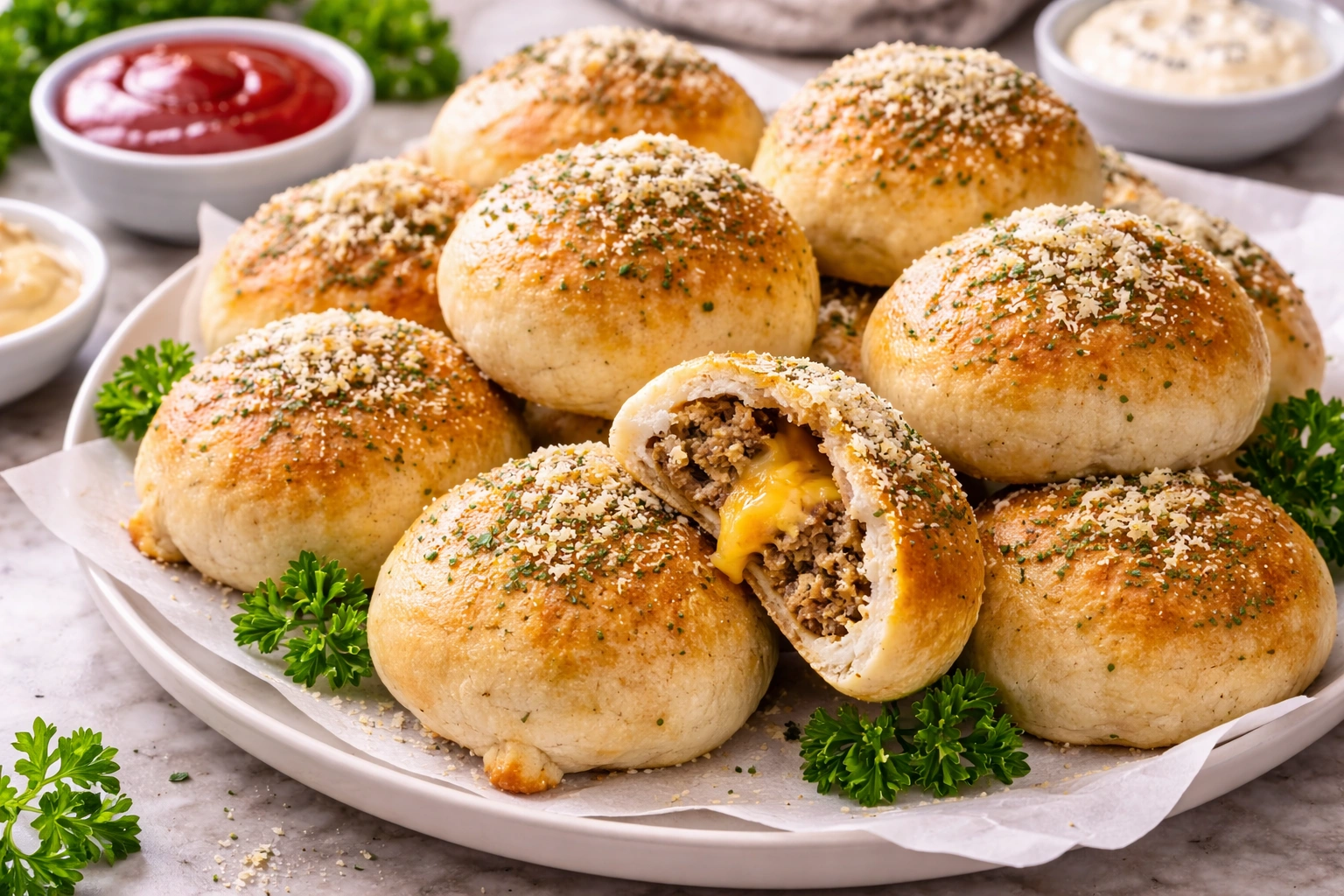 Garlic Parmesan Cheeseburger Bombs