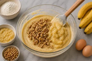 Chrissy Teigen Banana Bread Recipe (Step 3: Combine and Add Nuts)