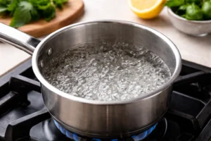 Lemon Balm Recipe for Weight Loss: Boil the water