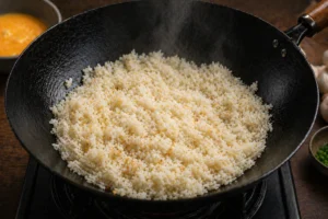 Uncle Roger Fried Rice Recipe Step 5: Add Rice and Stir Fry