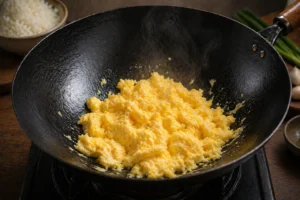 Uncle Roger Fried Rice Recipe Step 3: Cook the Eggs