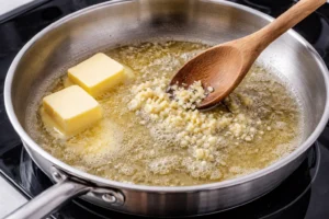 melting butter in pan for alfredo sauce