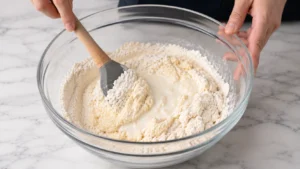 Adding Buttermilk to Biscuit Dough