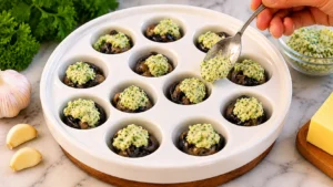 Adding Garlic Butter to Escargot