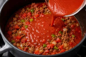 Adding Tomato Sauce to the Chili