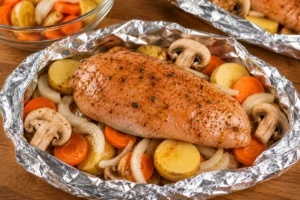 Cracker Barrel Campfire Chicken Recipe Step 3 Build Foil Packets