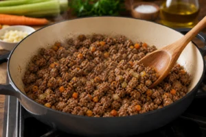 Gordon Ramsay’s Spaghetti Bolognese Recipe Step 2 Brown the Beef