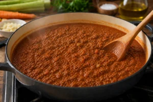 Gordon Ramsay’s Spaghetti Bolognese Recipe Step 5 Slow Simmer