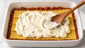 Layering Lasagna with Sauce and Cheese