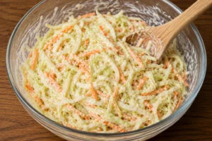 Mixing Creamy Coleslaw Together