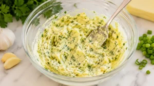 Mixing Garlic Herb Butter for Escargot