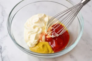 Mixing Mayo, Ketchup, and Mustard for Burgerville Sauce