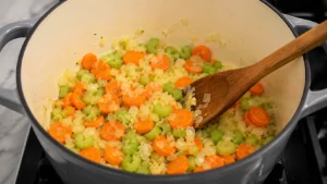 Sautéing Vegetables for Chicken Noodle Soup